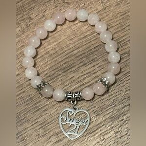 Pastel pink Sweet 21‎ birthday beaded bracelet